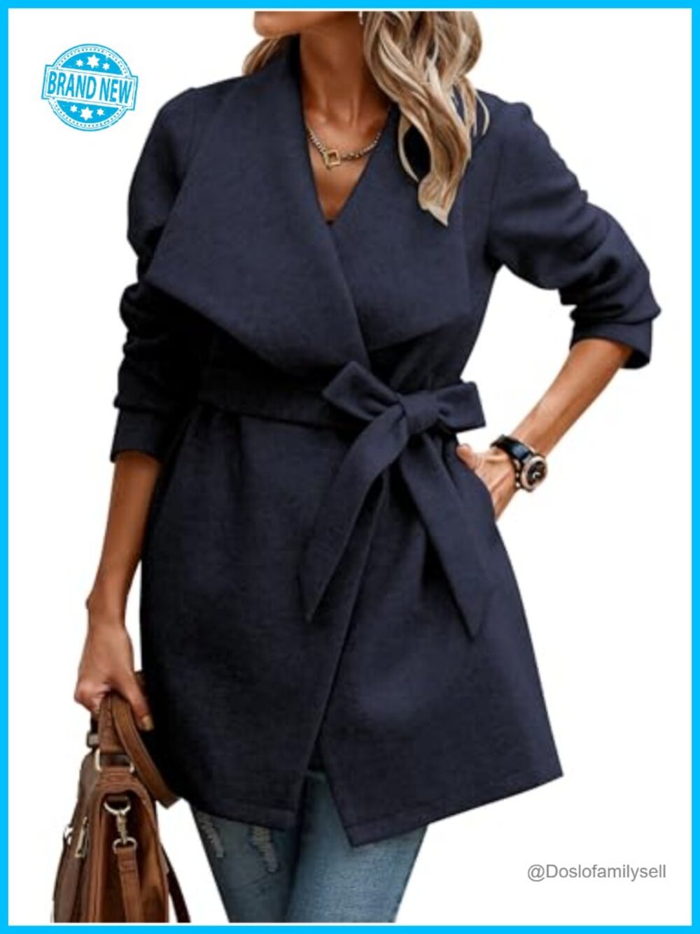 Wool Blend Pea Coat Classic Lapel Collar Winter Trench Coat